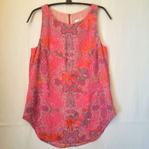 CAbi Pink Jubilee Paisley Top Sleeveless Layered Size XS